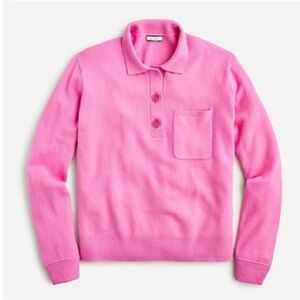 JCrew Cashmere collared sweater in Vivid Fuchsia Pink